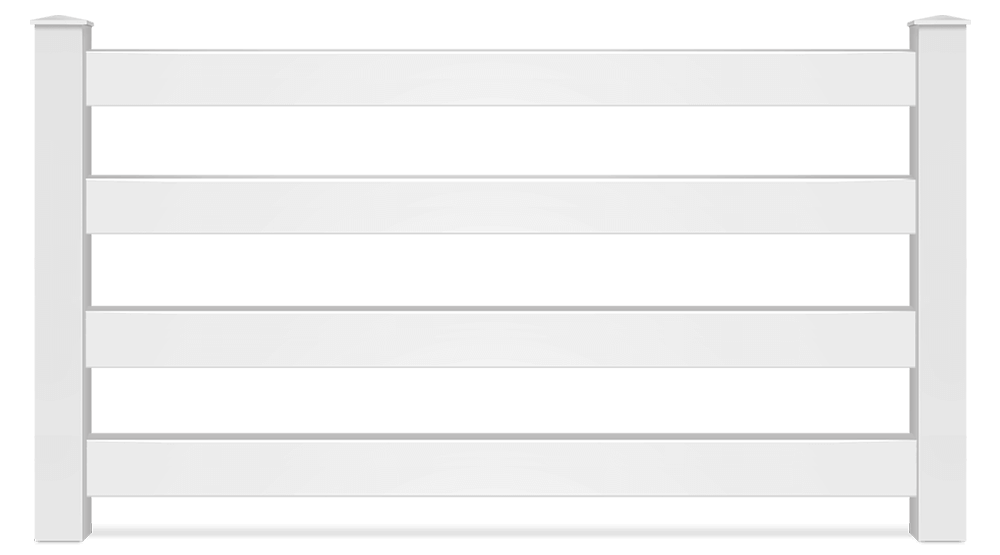 Decorative vinyl rail fence in the area.