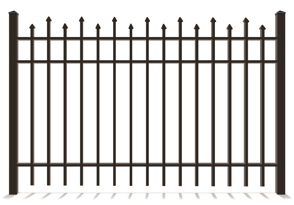 Ornamental Iron Fence With Staggered Pickets